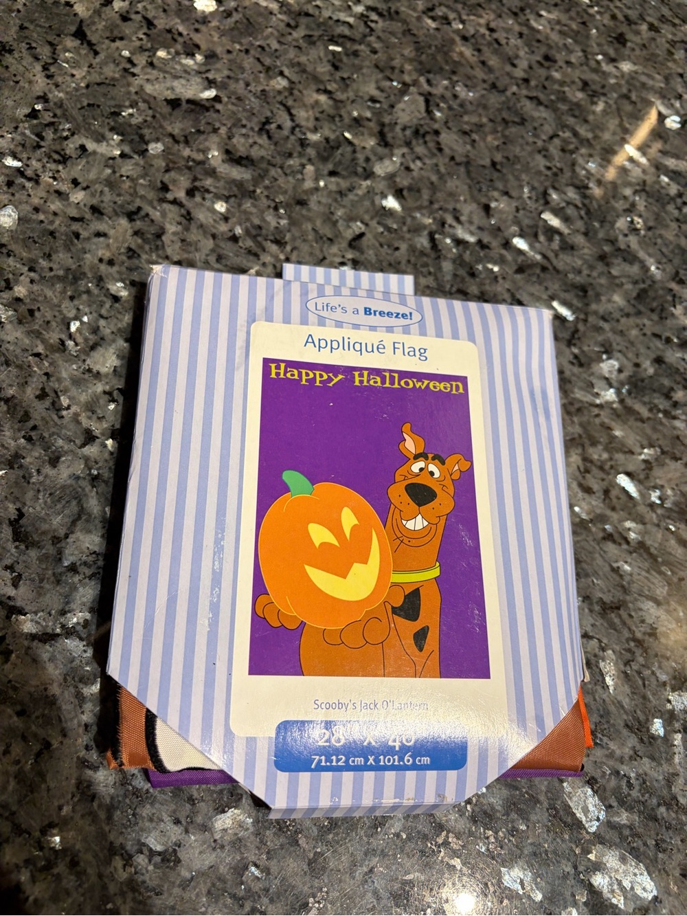 VTG Scooby Doo Lg Garden Flag Purple Halloween Jack O'Lantern Pumpkin New